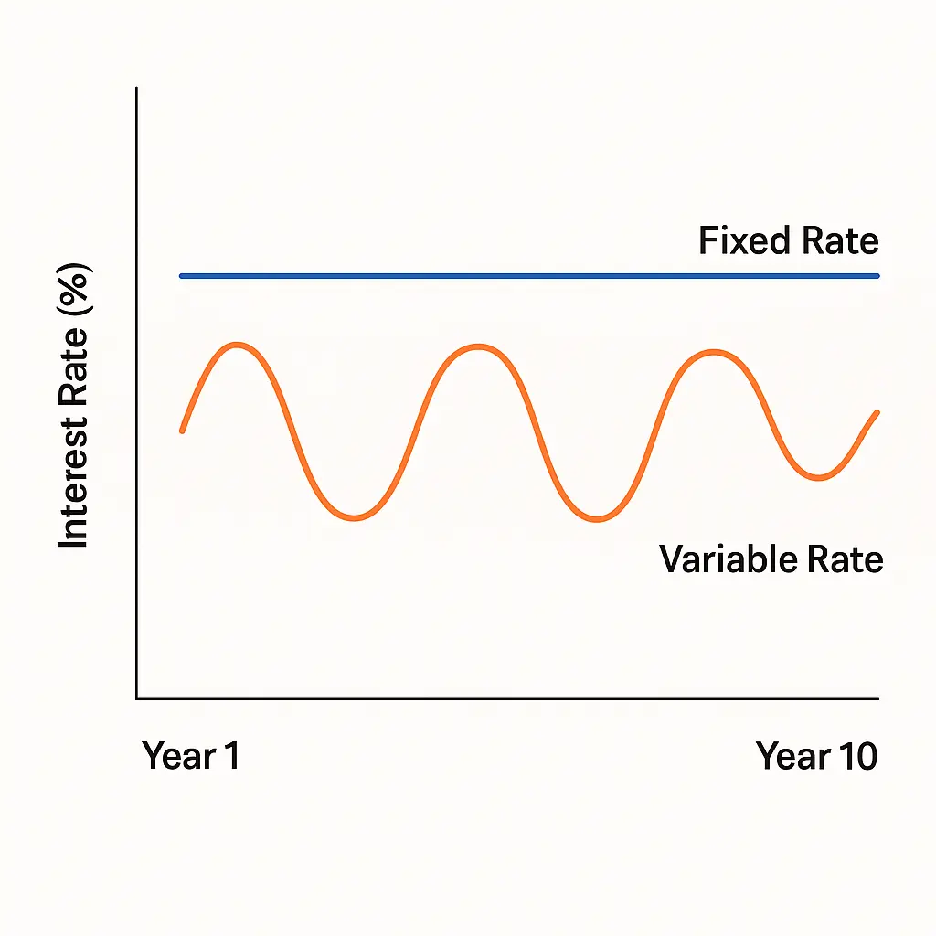 Chart comparing fixed vs variable HELOC interest rate options.