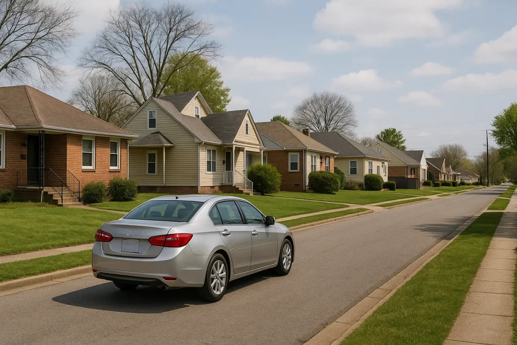 real estate investor driving for dollars looking for distressed properties