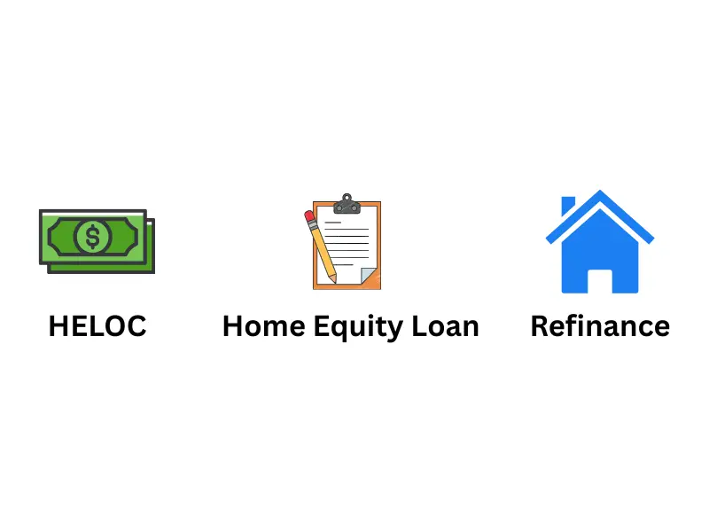 Comparison chart of HELOC, home equity loan, and refinance options.