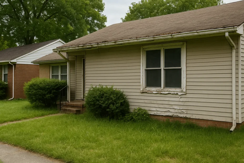 small home distress clues like sagging gutters peeling trim and overgrown landscaping