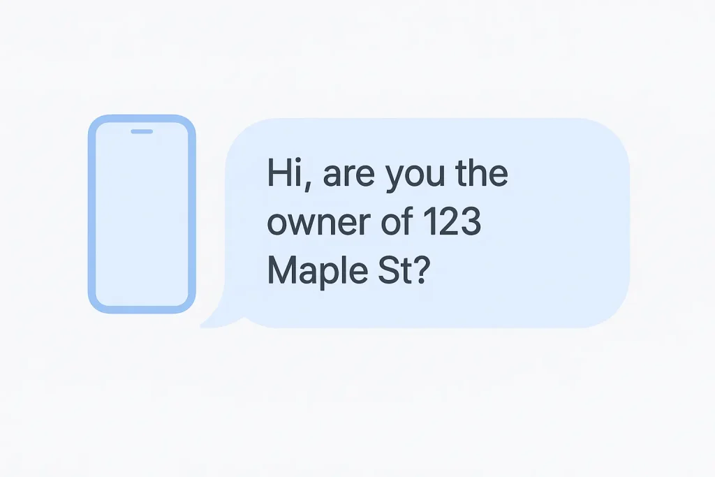 Example text message used after skip tracing a real estate lead to contact the property owner