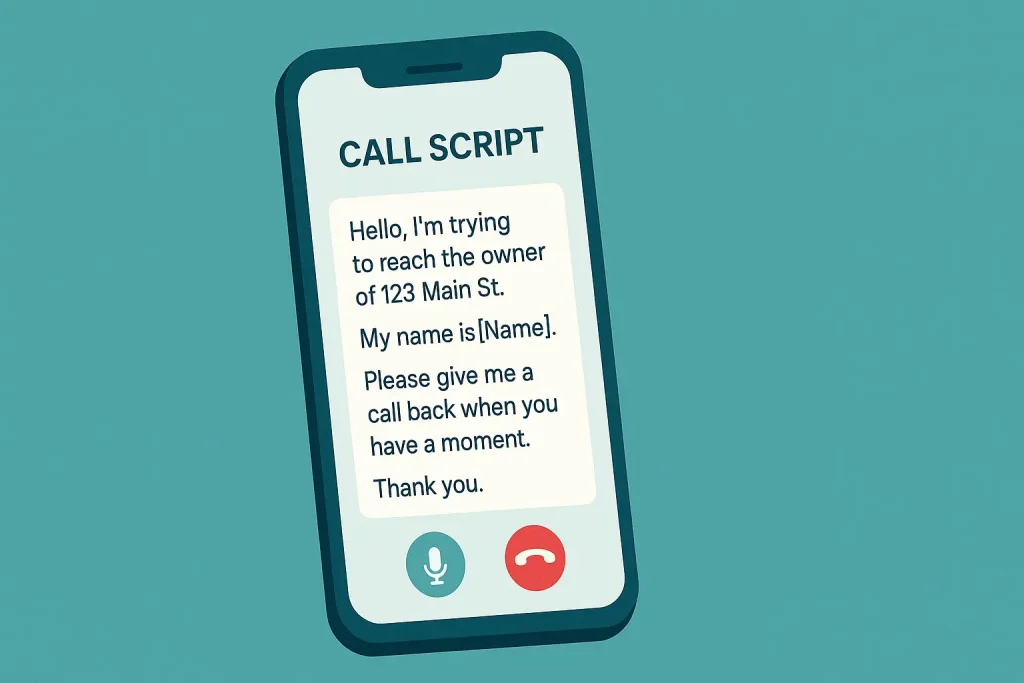 A text illustration with simple script on screen, showing the tone of a calm outreach message.