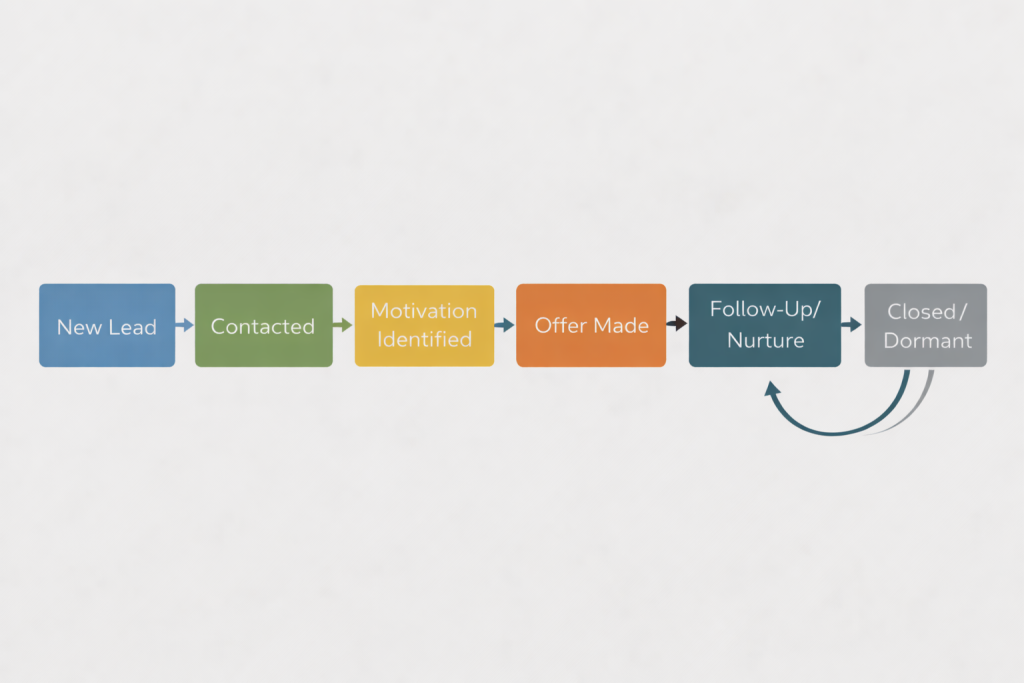 crm for real estate investors showing an off-market deal pipeline with revive logic