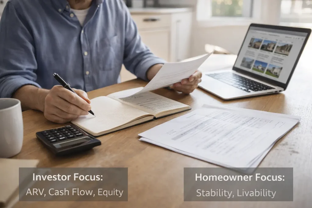 Buyer reviewing numbers to determine are foreclosure homes cheaper overall