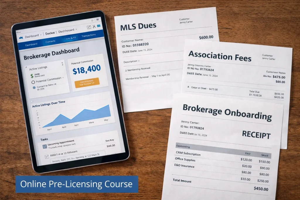 MLS and brokerage fees that increase real estate license cost after getting licensed