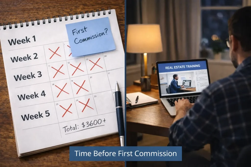 Time investment before first commission affecting real estate license cost