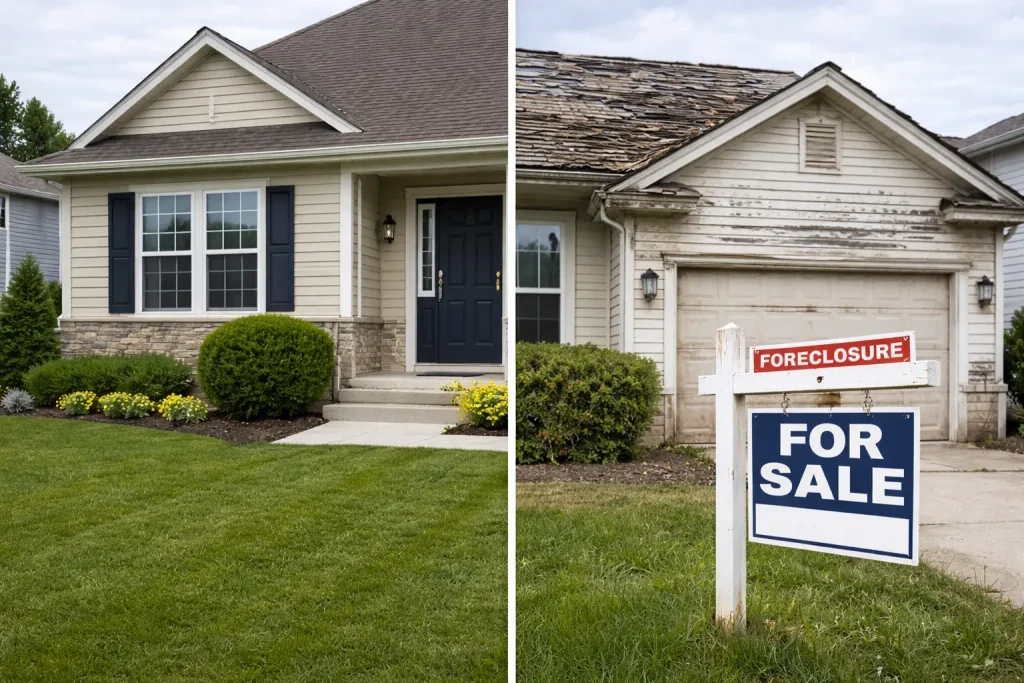 what is foreclosure compared to traditional home condition and pricing differences